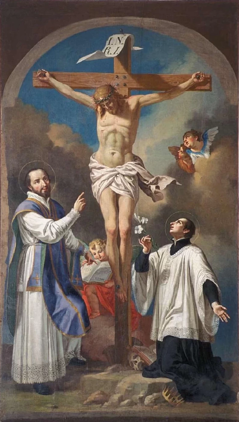 48-Orelli V.A. (1749), Gesù Cristo crocifisso tra Sant'Ignazio e San Luigi